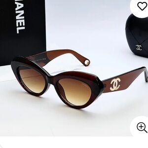 CHANEL Dark Brown Cat-Eye Sunglasses
